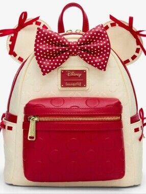 Loungefly Cream & Red Minnie Mouse Polka Dot Bow Mini Backpack